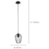 EGLO Newtown pendant light black steel adjustable drop - British product