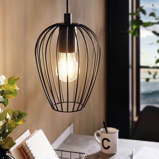 EGLO Newtown pendant light black steel adjustable drop - British product