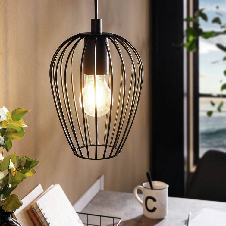 EGLO Newtown pendant light black steel adjustable drop - British product