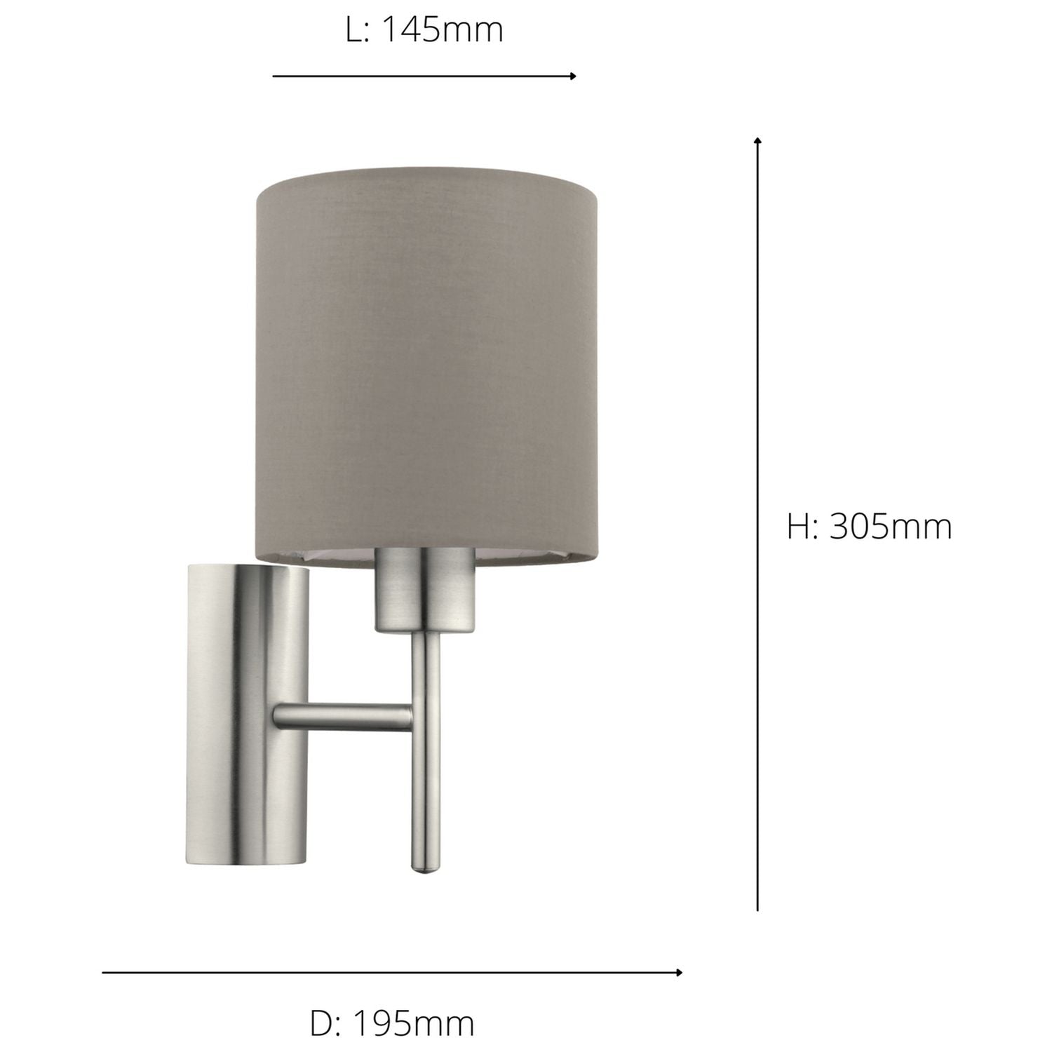 EGLO Pasteri taupe wall light 30.5cm (British brand)
