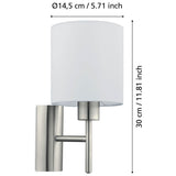 EGLO Pasteri steel wall light white 30.5cm - British product