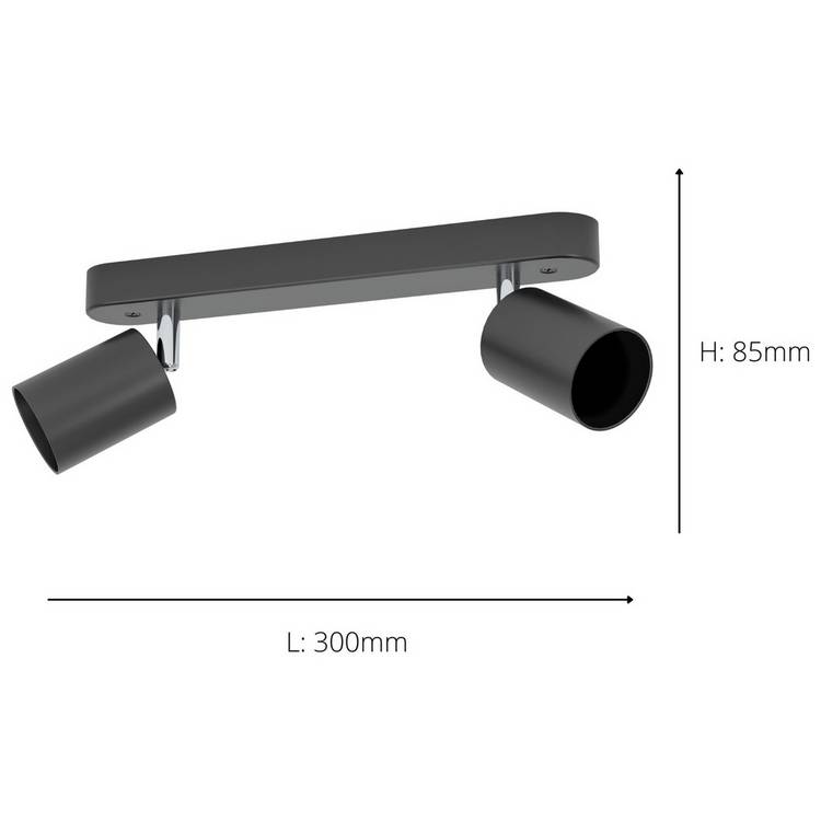 EGLO Reciso-E 2 light spotlight bar black steel (British brand)