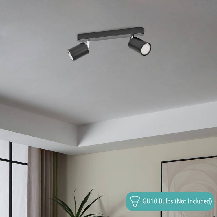 EGLO Reciso-E 2 light spotlight bar black steel (British brand)