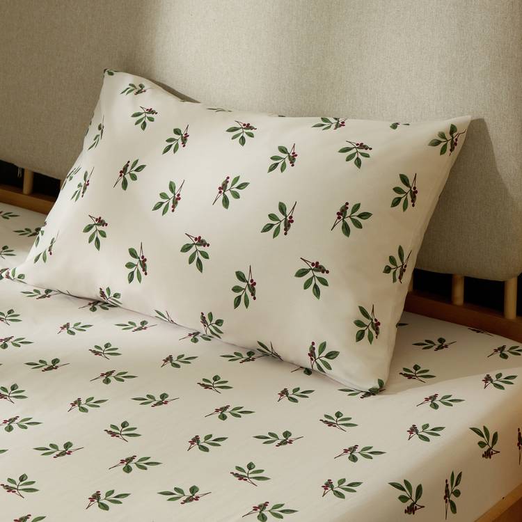 Argos Home foliage print cream standard pillowcase pair - British product