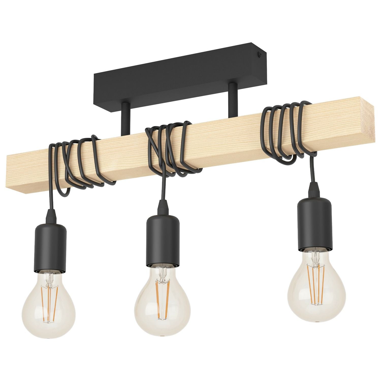 EGLO 3-light black wooden ceiling light - (British brand)