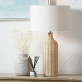 Pacific Anika Rattan Bottle Table Lamp - Natural & White
