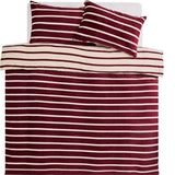 Argos Home fleece bedding set stripe print burgundy single, imported from the UK