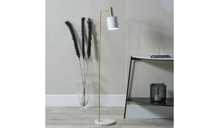 Pacific Biba marble footed floor lamp gold and white (British brand)