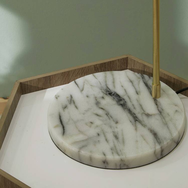 Pacific Biba marble footed floor lamp gold and white (British brand)