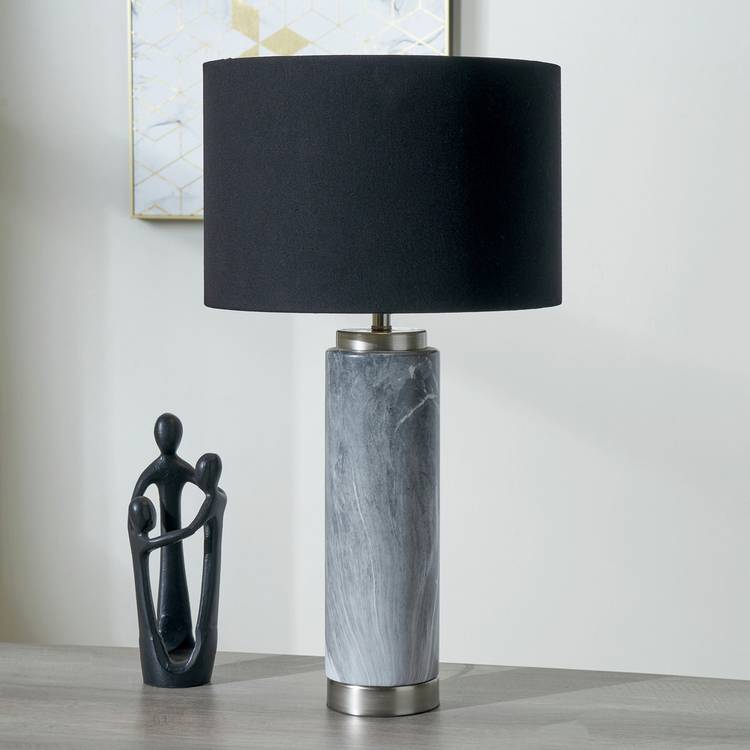 Pacific Carrara ceramic tall table lamp grey and black (British brand)