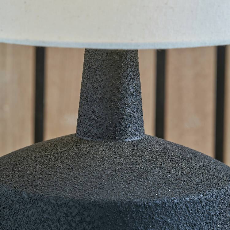 Pacific ceramic table lamp black white wood effect H43cm, UK version
