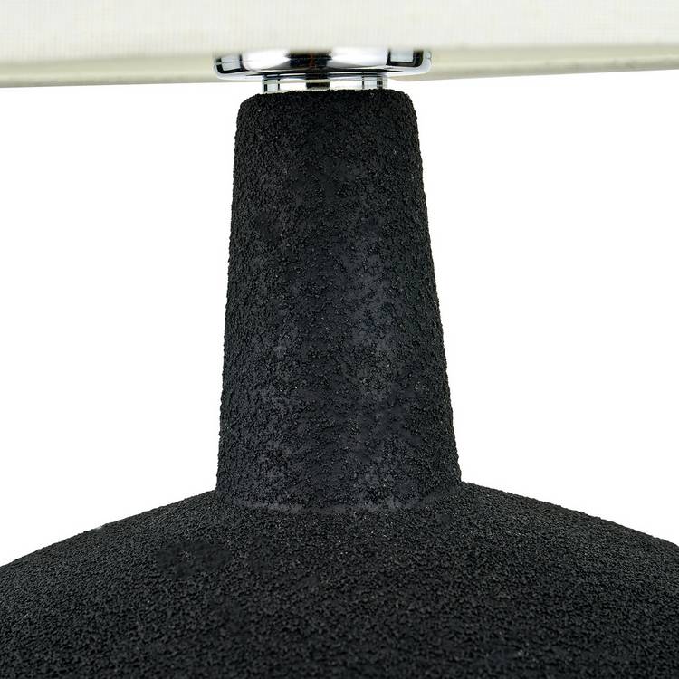 Pacific ceramic table lamp black white wood effect H43cm, UK version