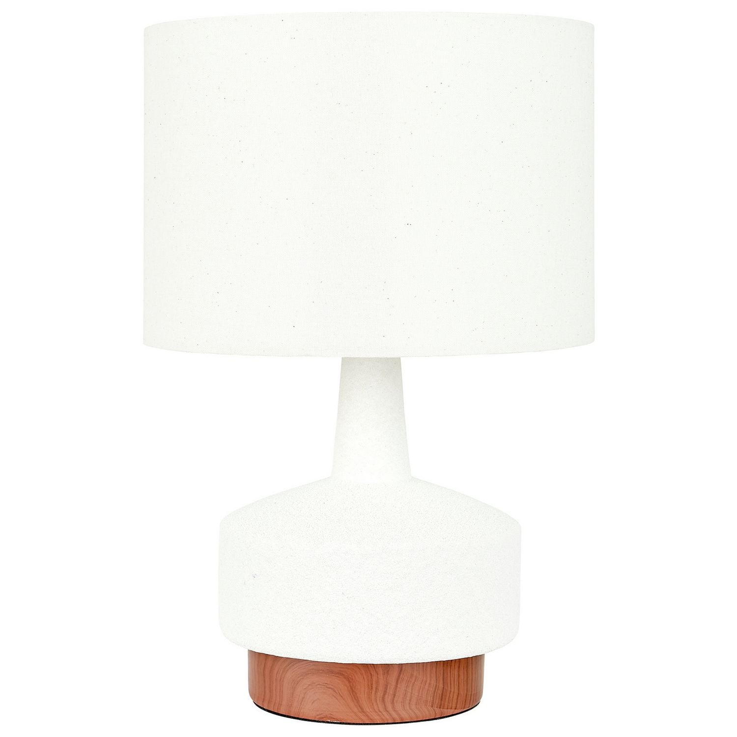 Pacific Elio Ceramic Wood Effect Table Lamp - White