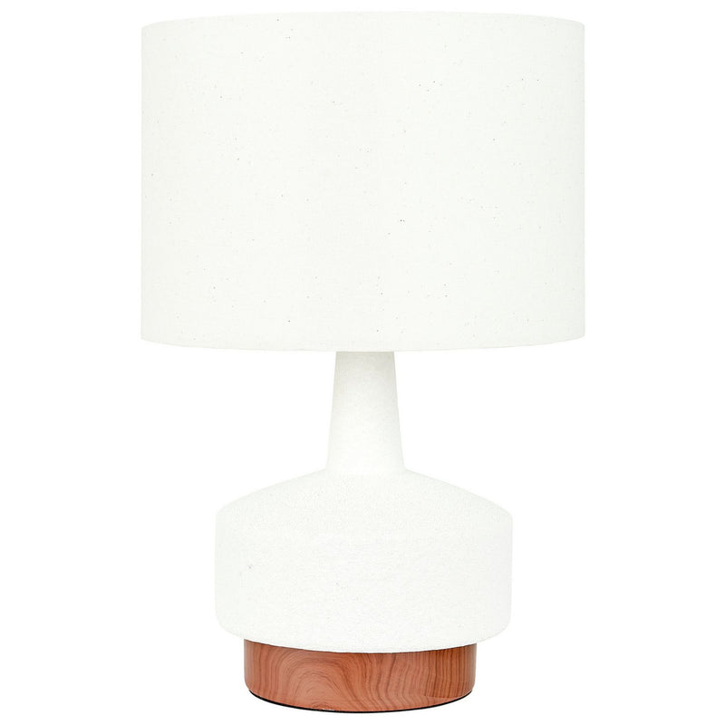 Pacific Elio Ceramic Wood Effect Table Lamp - White