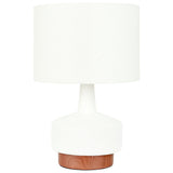 Pacific Elio Ceramic Wood Effect Table Lamp - White