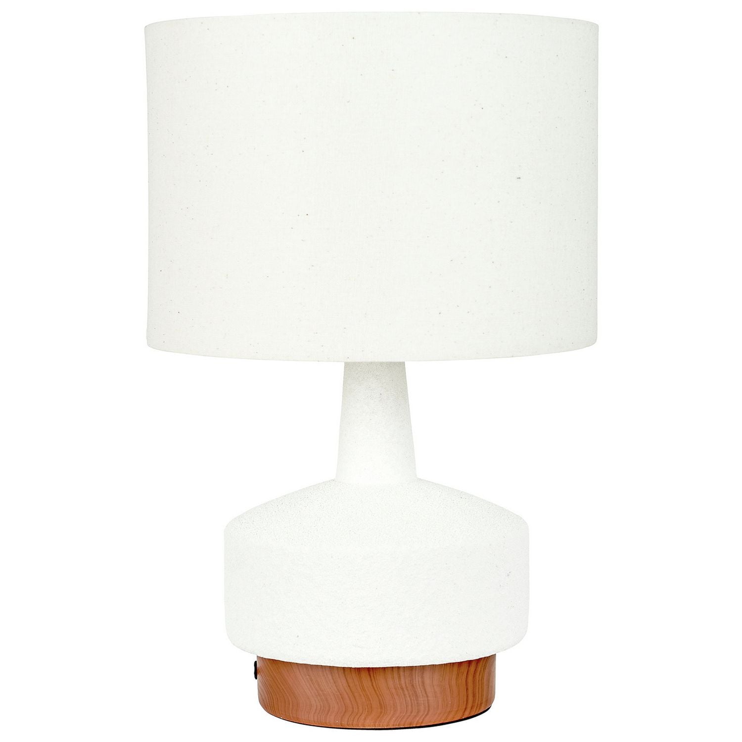 Pacific Elio Ceramic Wood Effect Table Lamp - White