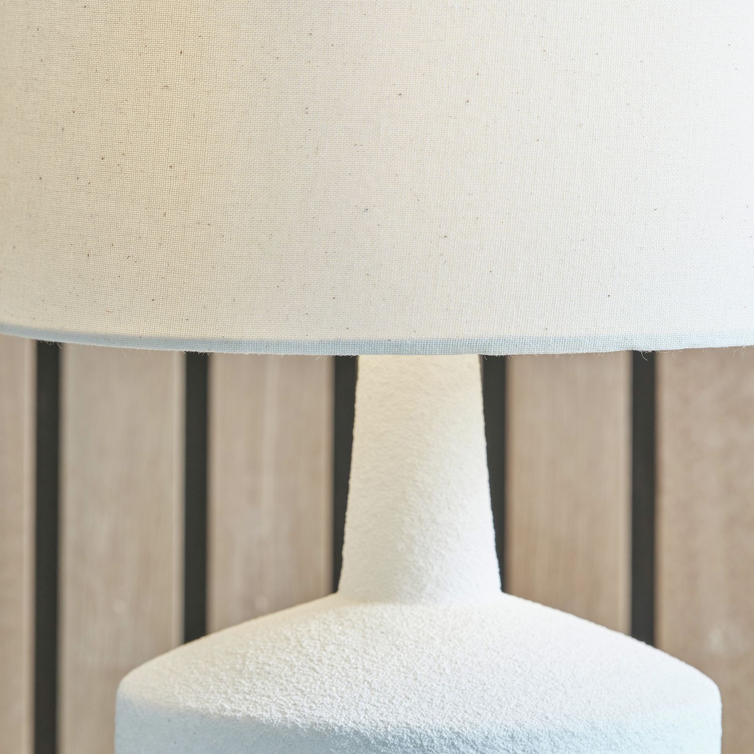 Pacific Elio Ceramic Wood Effect Table Lamp - White