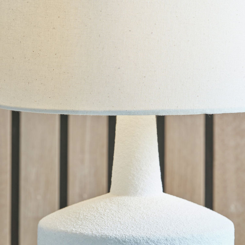Pacific Elio Ceramic Wood Effect Table Lamp - White