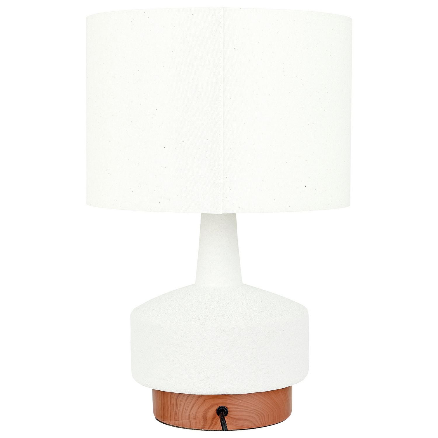 Pacific Elio Ceramic Wood Effect Table Lamp - White