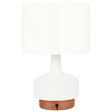 Pacific Elio Ceramic Wood Effect Table Lamp - White