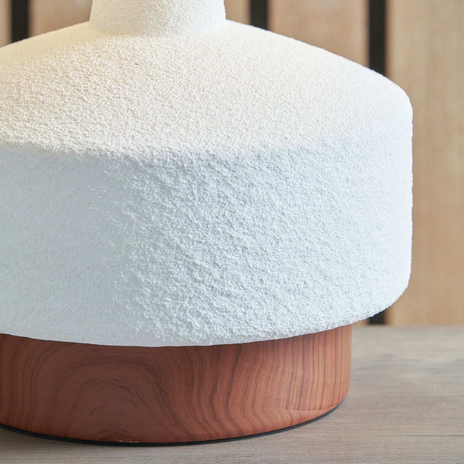 Pacific Elio Ceramic Wood Effect Table Lamp - White