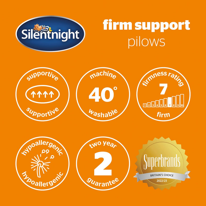 Silentnight firm support pillow 2 pack 74x48cm, imported from the UK