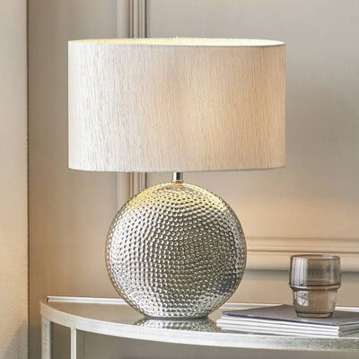 Argos Pacific Mabel Ceramic Dot Textured Table Lamp - Chrome, 40cm- Buy online at McGrocer