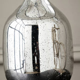Pacific silver table lamp with glass base and velvet shade, imported from the UK