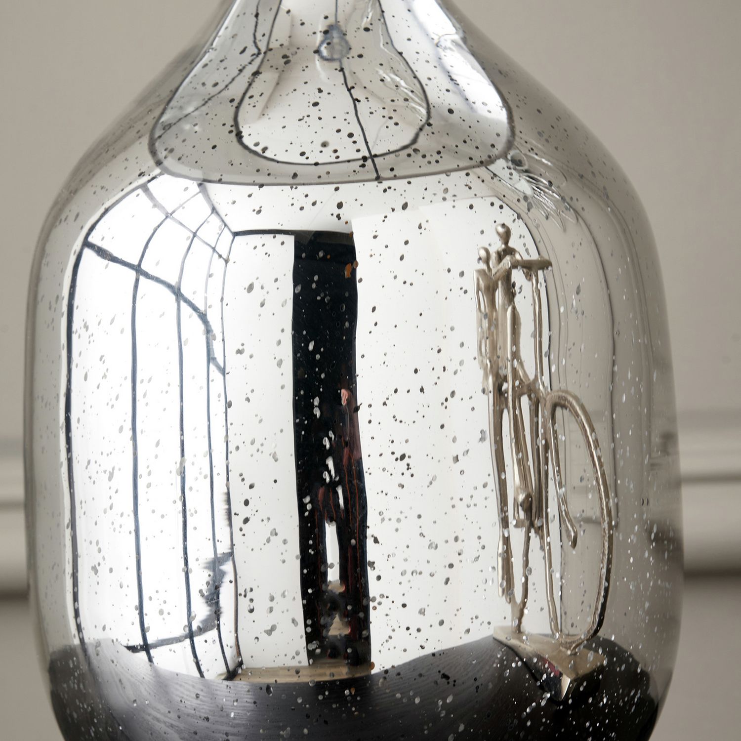 Pacific silver table lamp with glass base and velvet shade, imported from the UK