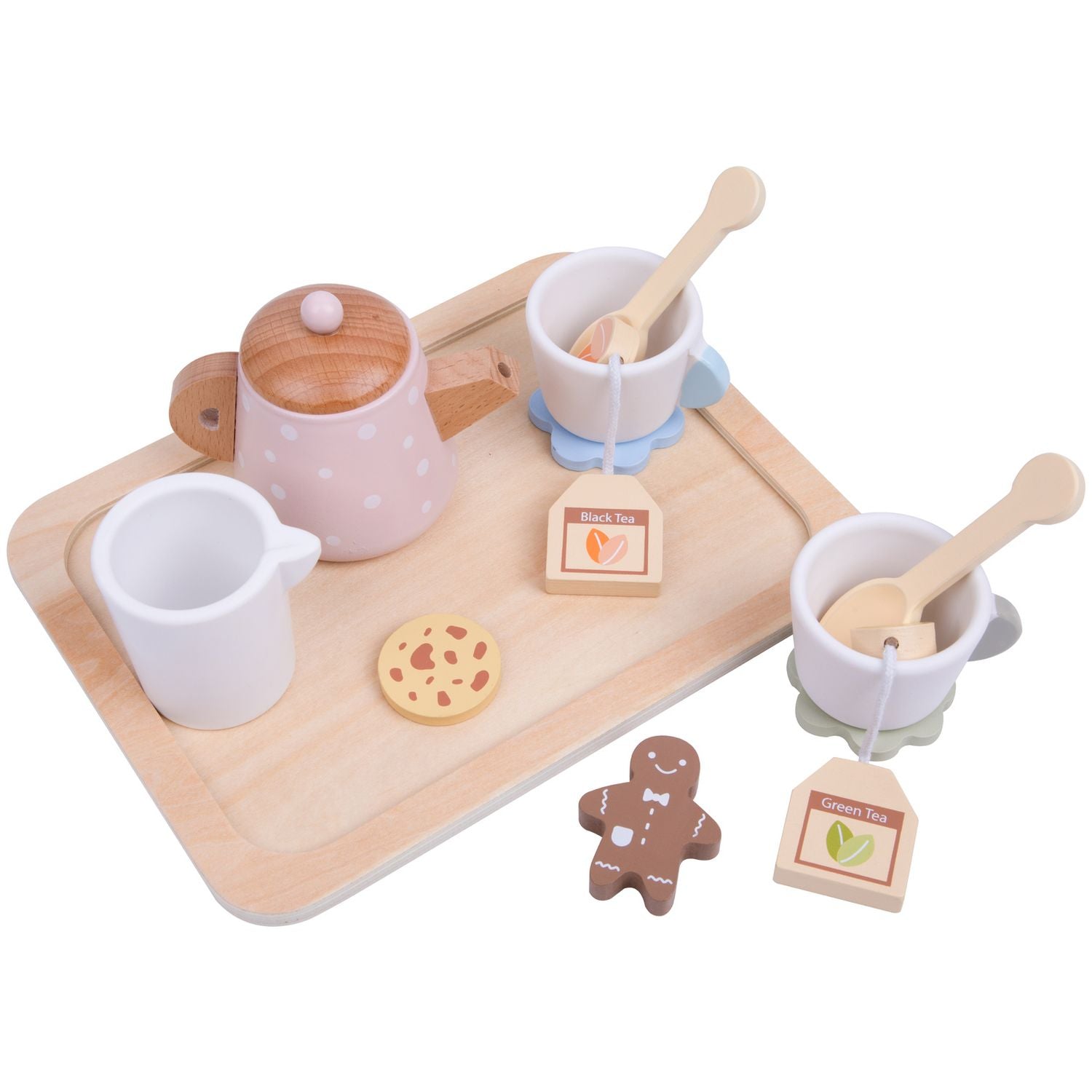 Chad Valley wooden tea set, imported from the UK