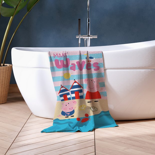 Peppa Pig children's beach towel pink and blue (British brand)