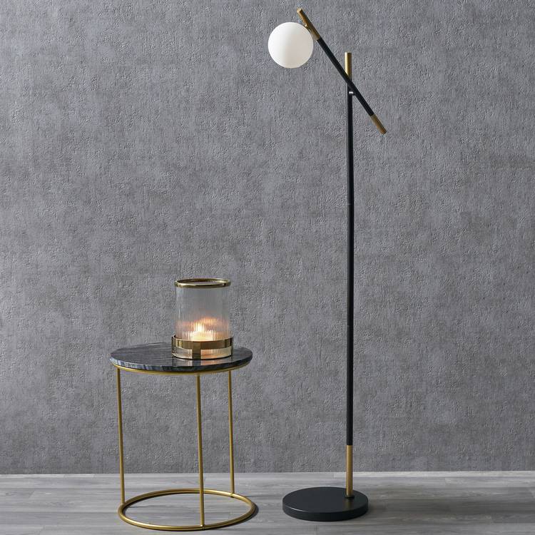 Pacific Wanda metal orb floor lamp black and white, UK version