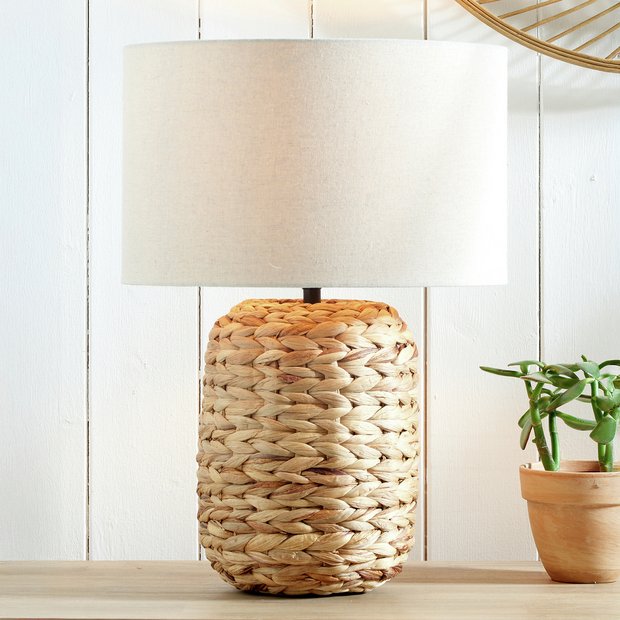 Pacific Zadi plaited woven tall table lamp natural, UK version