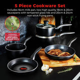 Tower SmartStart Gourmet 5 piece aluminium pan set black - British product