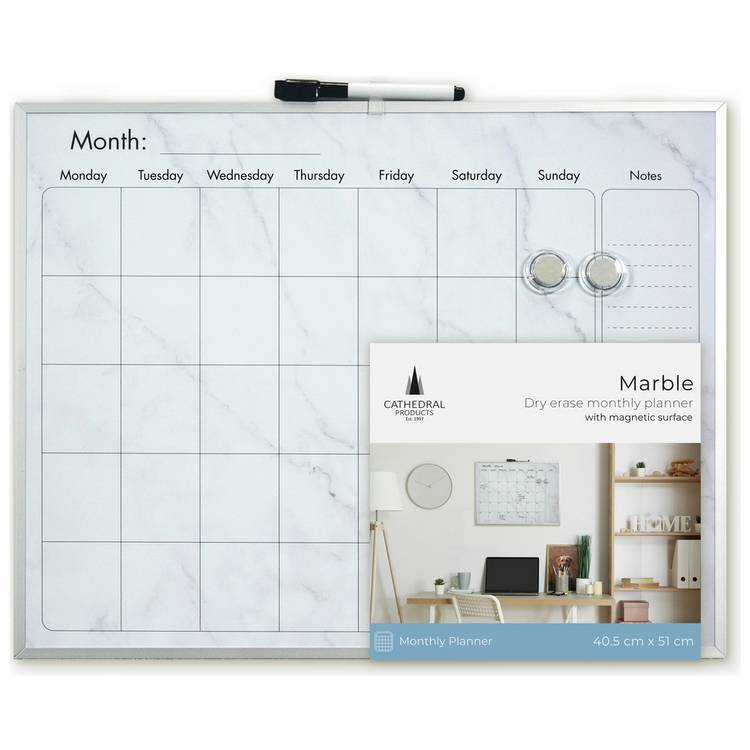 Cathedral marble effect magnetic calendar board 40.5x51cm (British brand)