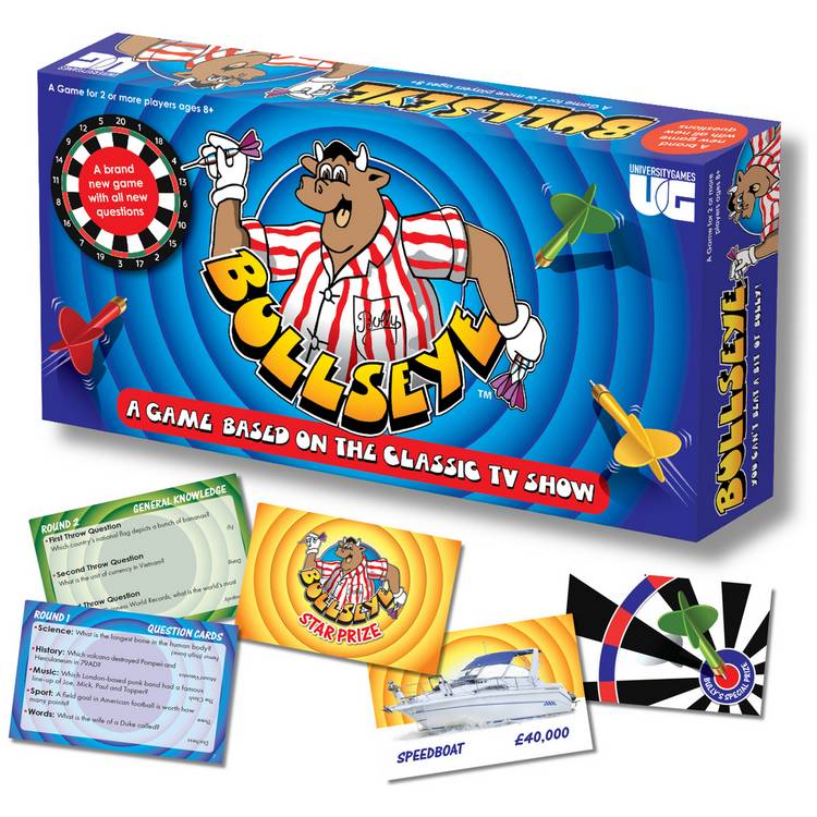 Bullseye board game magnetic darts trivia cards, imported from the UK