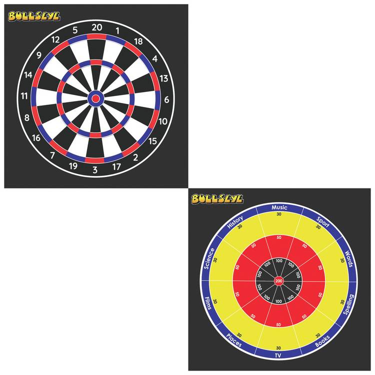 Bullseye board game magnetic darts trivia cards, imported from the UK