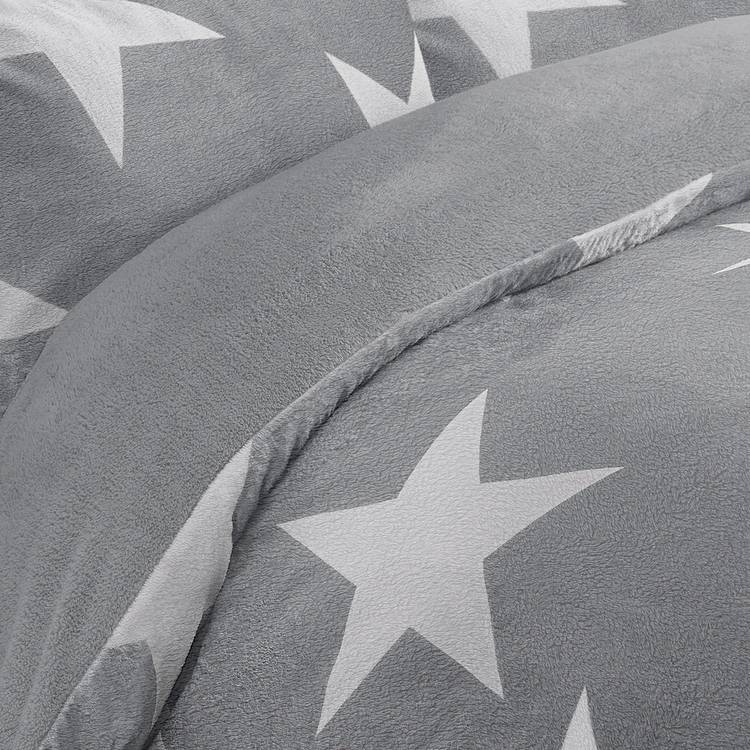 Argos Home fleece stars bedding set single grey and white (British brand)