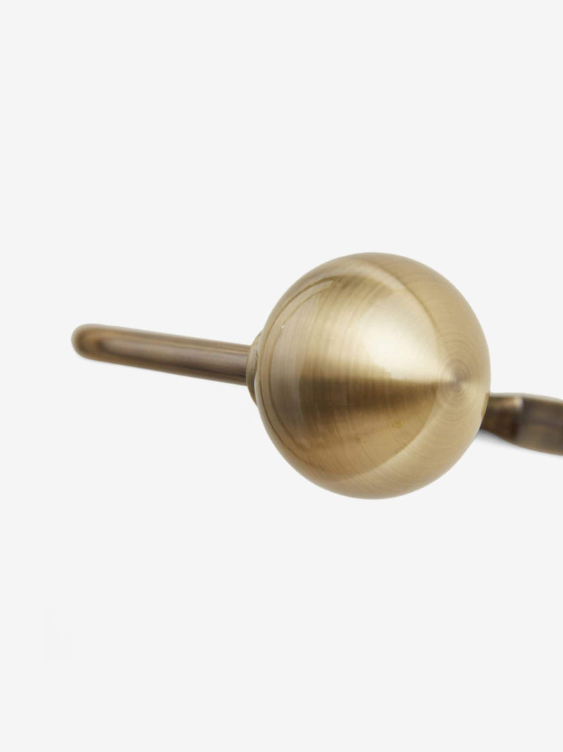 Set of 2 antique brass ball curtain holdbacks, imported from the UK
