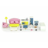 Jupiter Workshops dollhouse furniture set kitchen and living 20 pieces, UK version