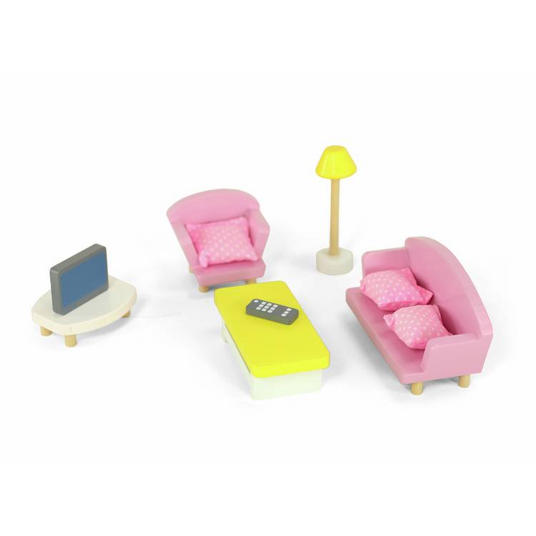 Jupiter Workshops dollhouse furniture set kitchen and living 20 pieces, UK version