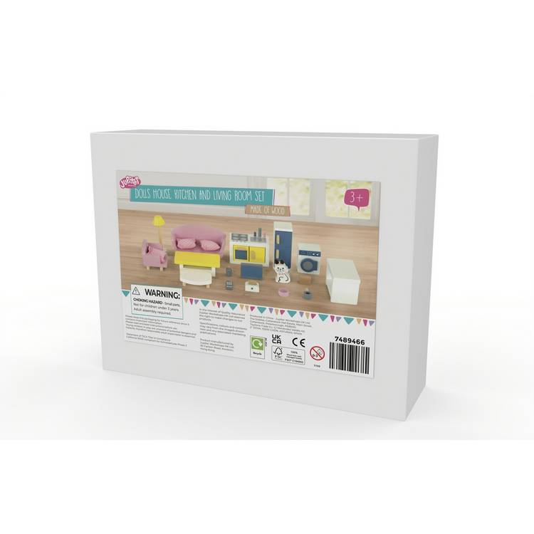 Jupiter Workshops dollhouse furniture set kitchen and living 20 pieces, UK version