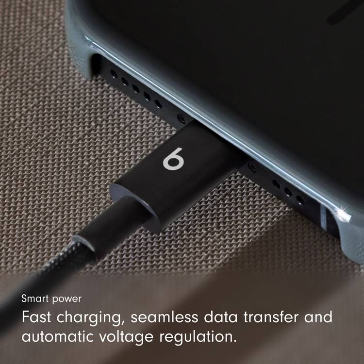 Beats 1.5m woven USB-C cable in Bolt Black, imported from the UK