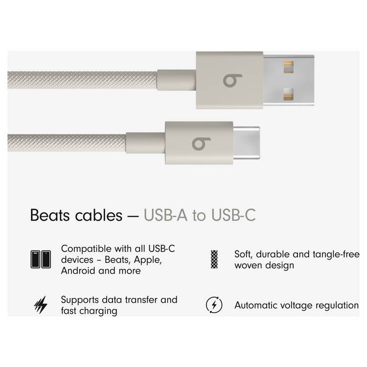 Beats woven charging cable 1.5m Surge Stone, UK version