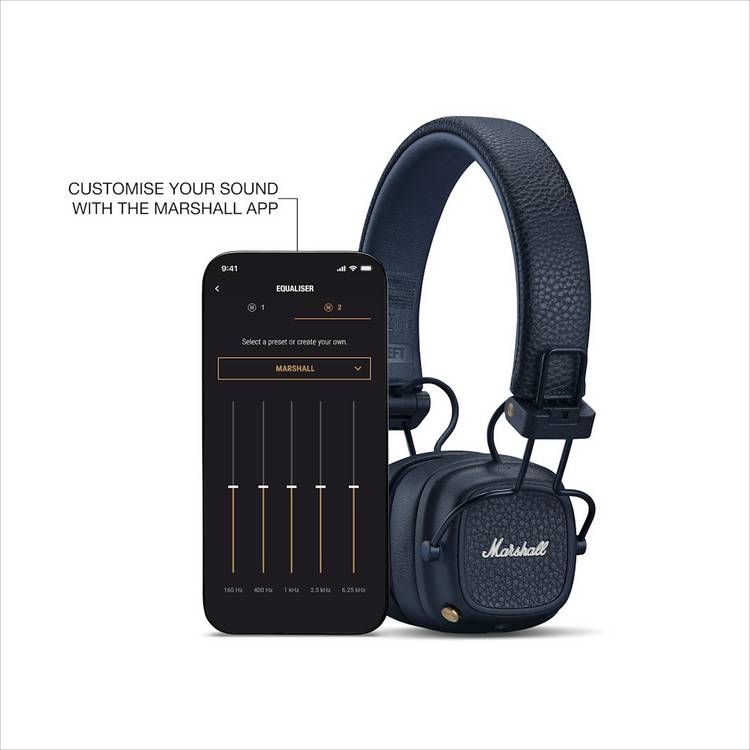 Marshall Major V on-ear wireless headphones Midnight Blue (British brand)