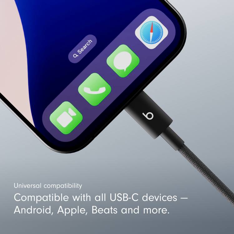 Beats 1.5m woven USB-C to USB-C cable in Bolt Black, UK version