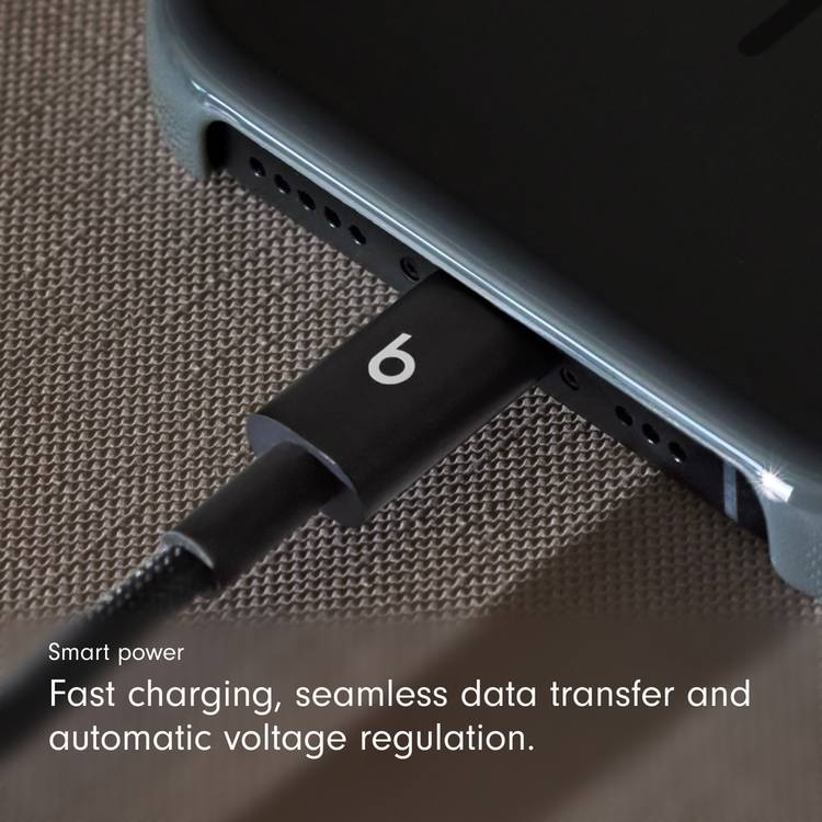 Beats 1.5m woven USB-C to USB-C cable in Bolt Black, UK version