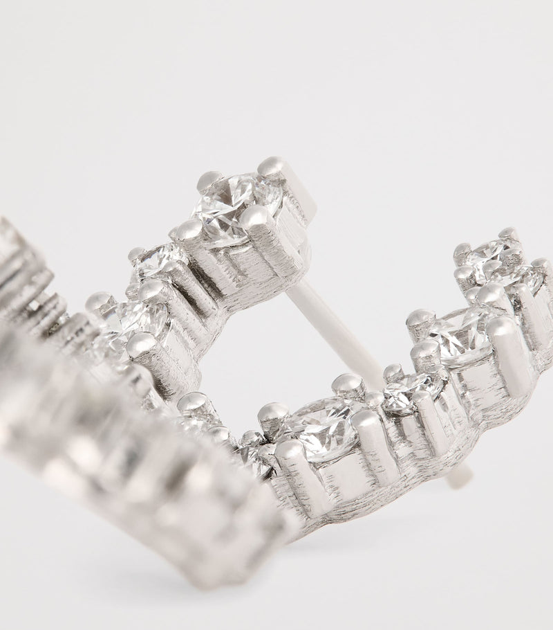 Suzanne Kalan mini spiral diamond hoop earrings, UK version