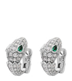 Bvlgari Serpenti earrings in white gold with emerald and diamond scales (British brand)