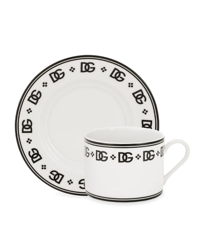Harrods Dolce&Gabbana Casa DG Logo Teacups and Saucers Porcelain Set of 2- Buy online at McGrocer